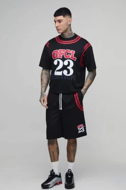 T-shirt Oversize Ample En Mesh Imprimé Ofcl 23 Pour Grand