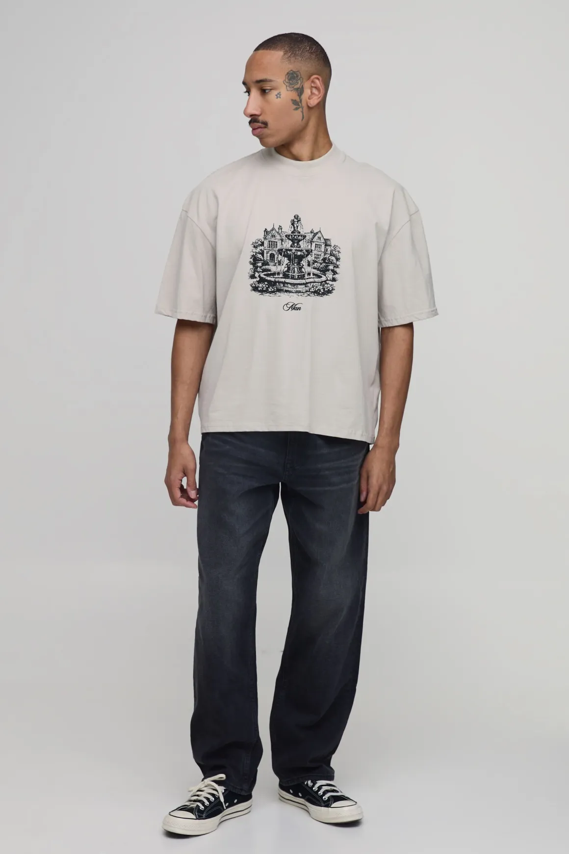 T-shirt Oversize Ample À Imprimé Fontaine
