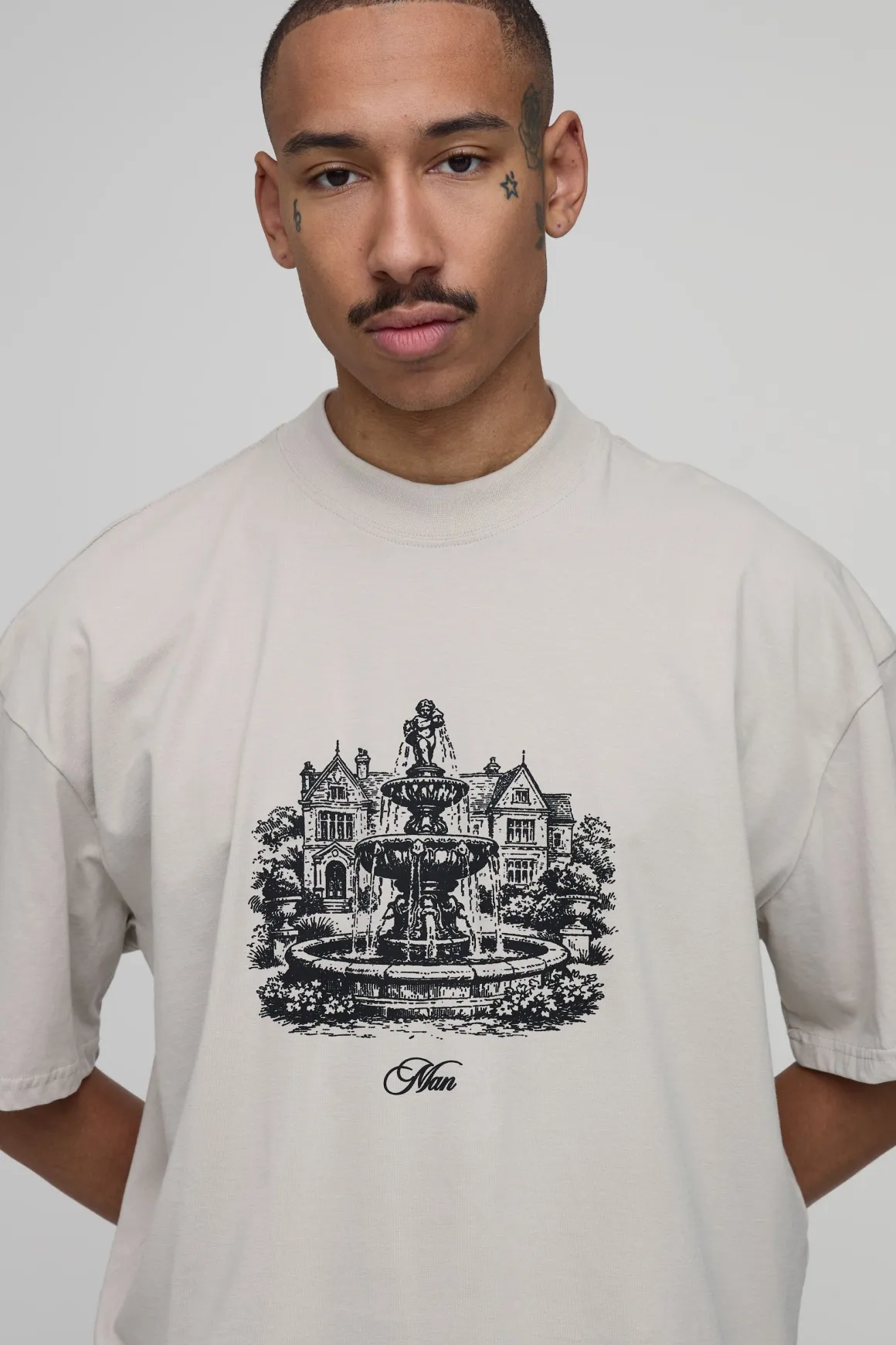 T-shirt Oversize Ample À Imprimé Fontaine