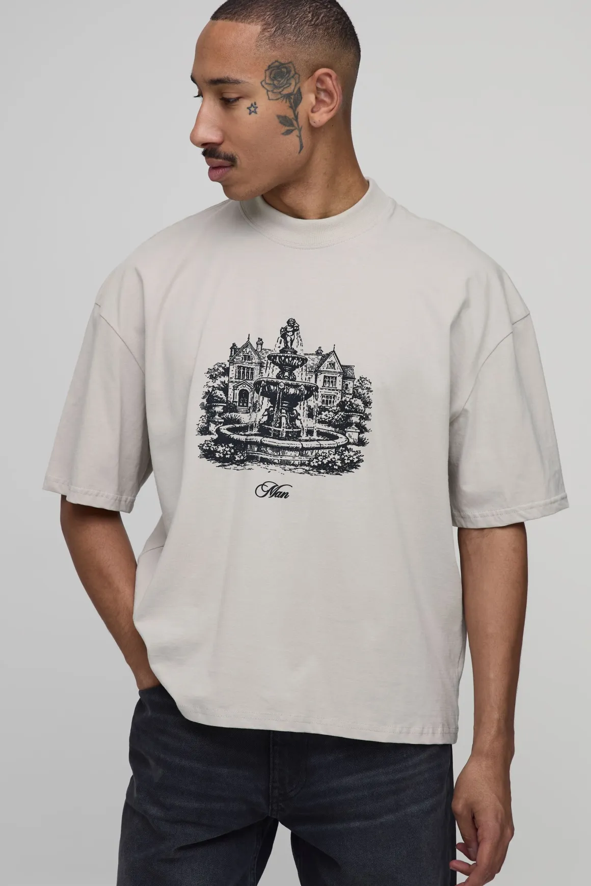 T-shirt Oversize Ample À Imprimé Fontaine