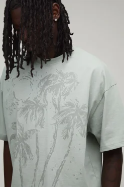 boohooMAN T-shirt Oversize Ample À Imprimé Palmiers<Homme T-Shirts Impriméstendances|T-Shirts