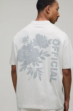 boohooMAN T-shirt Oversize Ample À Imprimé Floral Gonflé Officiel<Homme T-Shirts Impriméstendances|T-Shirts