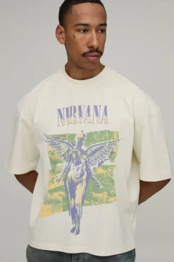 boohooMAN T-shirt Oversize Ample À Imprimé Licence Nirvana<Homme T-Shirts Impriméstendances|T-Shirts