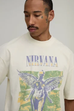 boohooMAN T-shirt Oversize Ample À Imprimé Licence Nirvana<Homme T-Shirts Impriméstendances|T-Shirts