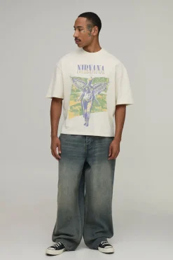 boohooMAN T-shirt Oversize Ample À Imprimé Licence Nirvana<Homme T-Shirts Impriméstendances|T-Shirts