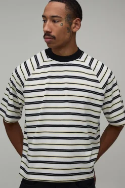 T-shirt Oversize Ample À Manches Raglan Rayé