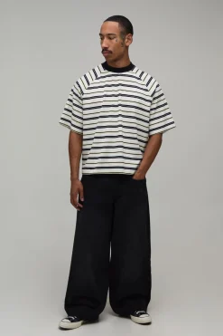 T-shirt Oversize Ample À Manches Raglan Rayé