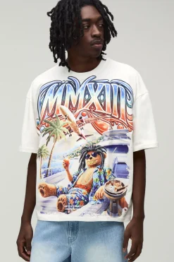 T-shirt Oversize Ample À Motif Ours En Peluche Effet Délavé