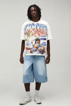 T-shirt Oversize Ample À Motif Ours En Peluche Effet Délavé