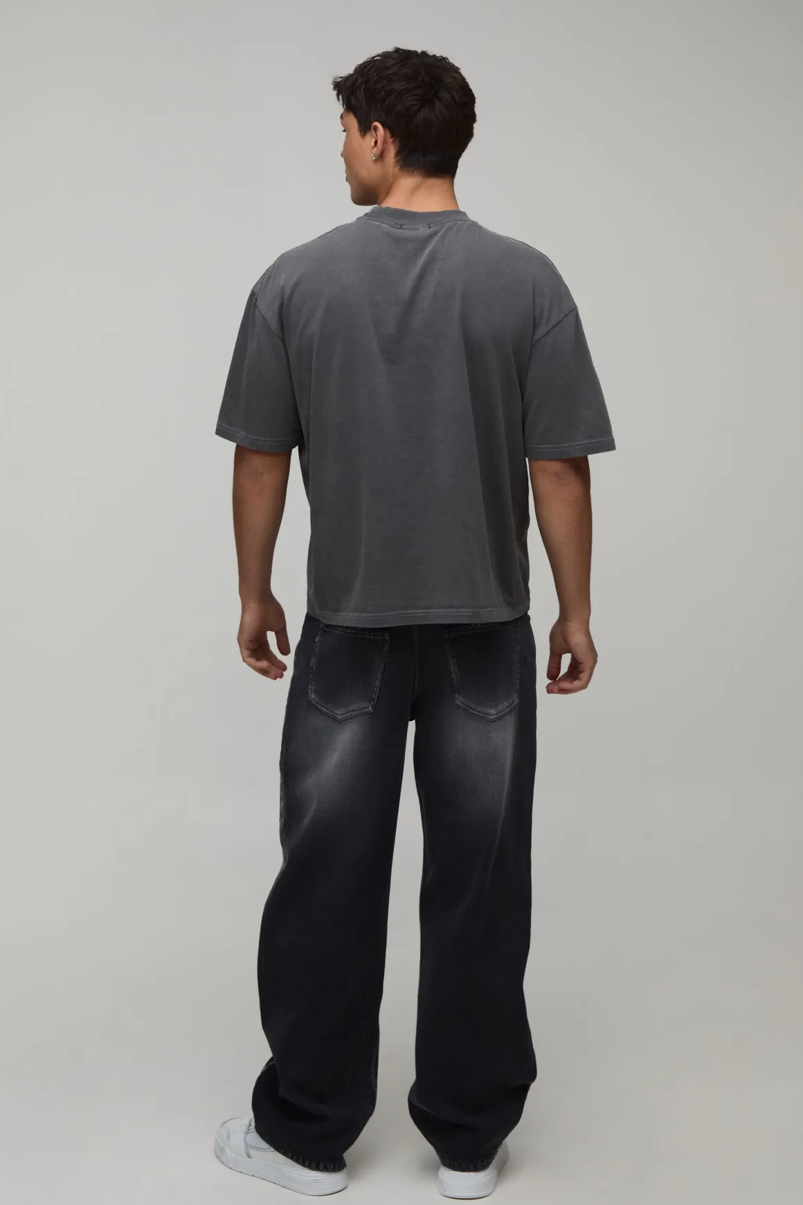 T-shirt Oversize Ample Noir Délavé Imprimé Monte Carlo