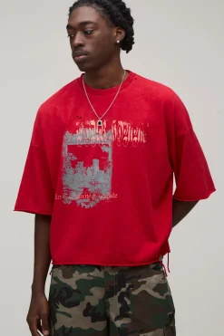boohooMAN T-shirt Oversize Ample À Épaules Tombantes Avec Imprimé Effet Usé<Homme T-Shirts Impriméstendances|T-Shirts