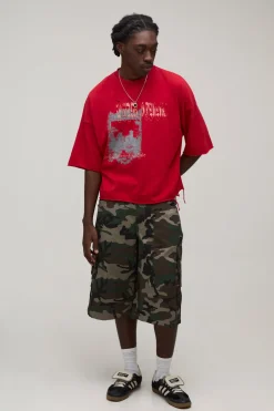 boohooMAN T-shirt Oversize Ample À Épaules Tombantes Avec Imprimé Effet Usé<Homme T-Shirts Impriméstendances|T-Shirts