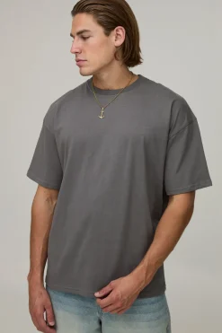 T-shirt Oversize Anthracite À Imprimé Palmier Coucher De Soleil