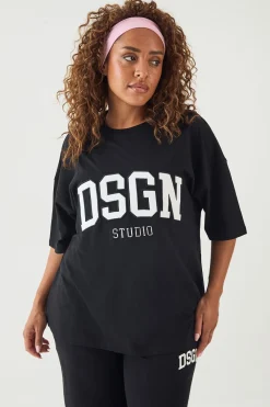 DSGN Studio T-shirt Oversize À Appliqué Collegiate<Femme Dsgn Studio|Tops