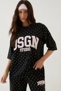 T-shirt Oversize À Appliqué À Pois Dsgn Studio