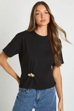 T-shirt Oversize Avec Détail De Bordure Dorée