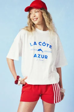 boohoo T-shirt Oversize Azur À Effet Chiné<Femme Tops