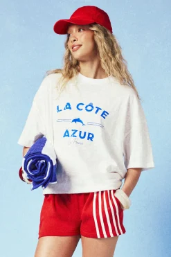 boohoo T-shirt Oversize Azur À Effet Chiné<Femme Tops