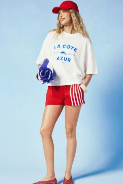 boohoo T-shirt Oversize Azur À Effet Chiné<Femme Tops