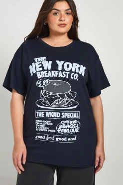 boohoo T-shirt Oversize Bagel New York Grande Taille<Femme Tops