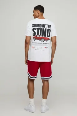 T-shirt oversize blanc avec imprimé sous licence Corvette Sting Ray
