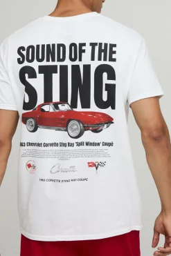 T-shirt oversize blanc avec imprimé sous licence Corvette Sting Ray