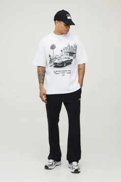 T-shirt Oversize Blanc En Jersey Interlock À Imprimé Voiture