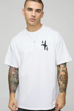 T-shirt oversize blanc Graffiti Spray Star