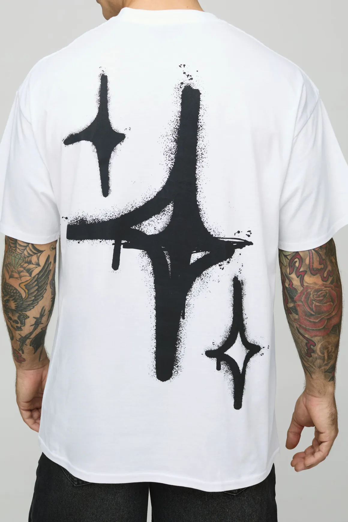 T-shirt oversize blanc Graffiti Spray Star