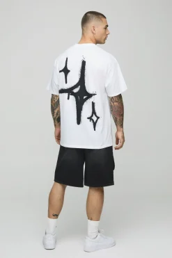 T-shirt oversize blanc Graffiti Spray Star