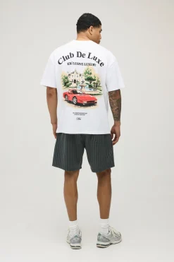 T-shirt Oversize Blanc Imprimé Club De Luxe