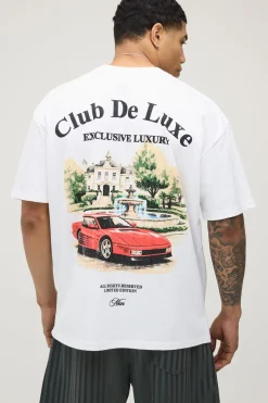 T-shirt Oversize Blanc Imprimé Club De Luxe