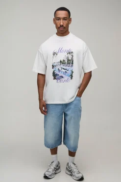T-shirt Oversize Blanc À Imprimé Voiture Monte Carlo