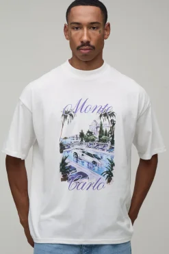 T-shirt Oversize Blanc À Imprimé Voiture Monte Carlo
