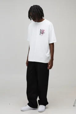 T-shirt oversize blanc à imprimé floral parisien