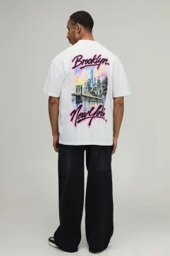 boohooMAN T-shirt Oversize Imprimé Graffiti Brooklyn<Homme T-Shirts Impriméstendances|T-Shirts