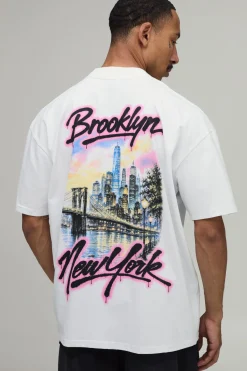 boohooMAN T-shirt Oversize Imprimé Graffiti Brooklyn<Homme T-Shirts Impriméstendances|T-Shirts