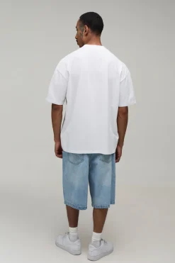 T-shirt Oversize Blanc À Imprimé Caribéen