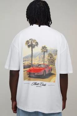 T-shirt Oversize Blanc Tall Avec Imprimé Photographique Monte Carlo