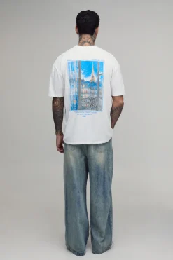 T-shirt Oversize Blanc Tall Avec Imprimé Photographique De Paris