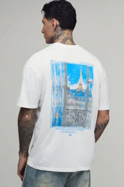 T-shirt Oversize Blanc Tall Avec Imprimé Photographique De Paris