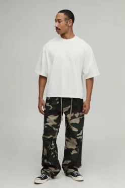 T-shirt Oversize Boxy Ample En Jersey Épais Avec B Brodé Et Finition Pêche
