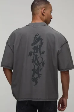 boohooMAN T-shirt Oversize Boxy Avec Coutures Apparentes Et Imprimé Colonne Vertébrale<Homme T-Shirts Impriméstendances|T-Shirts