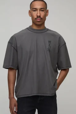 boohooMAN T-shirt Oversize Boxy Avec Coutures Apparentes Et Imprimé Colonne Vertébrale<Homme T-Shirts Impriméstendances|T-Shirts