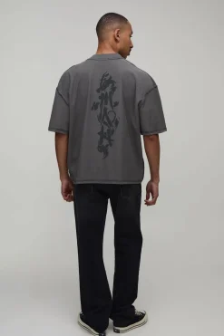 boohooMAN T-shirt Oversize Boxy Avec Coutures Apparentes Et Imprimé Colonne Vertébrale<Homme T-Shirts Impriméstendances|T-Shirts