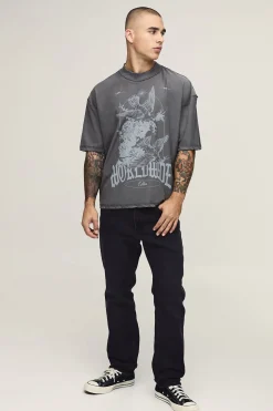 T-shirt Oversize Boxy À Coutures Apparentes Imprimé Colombe
