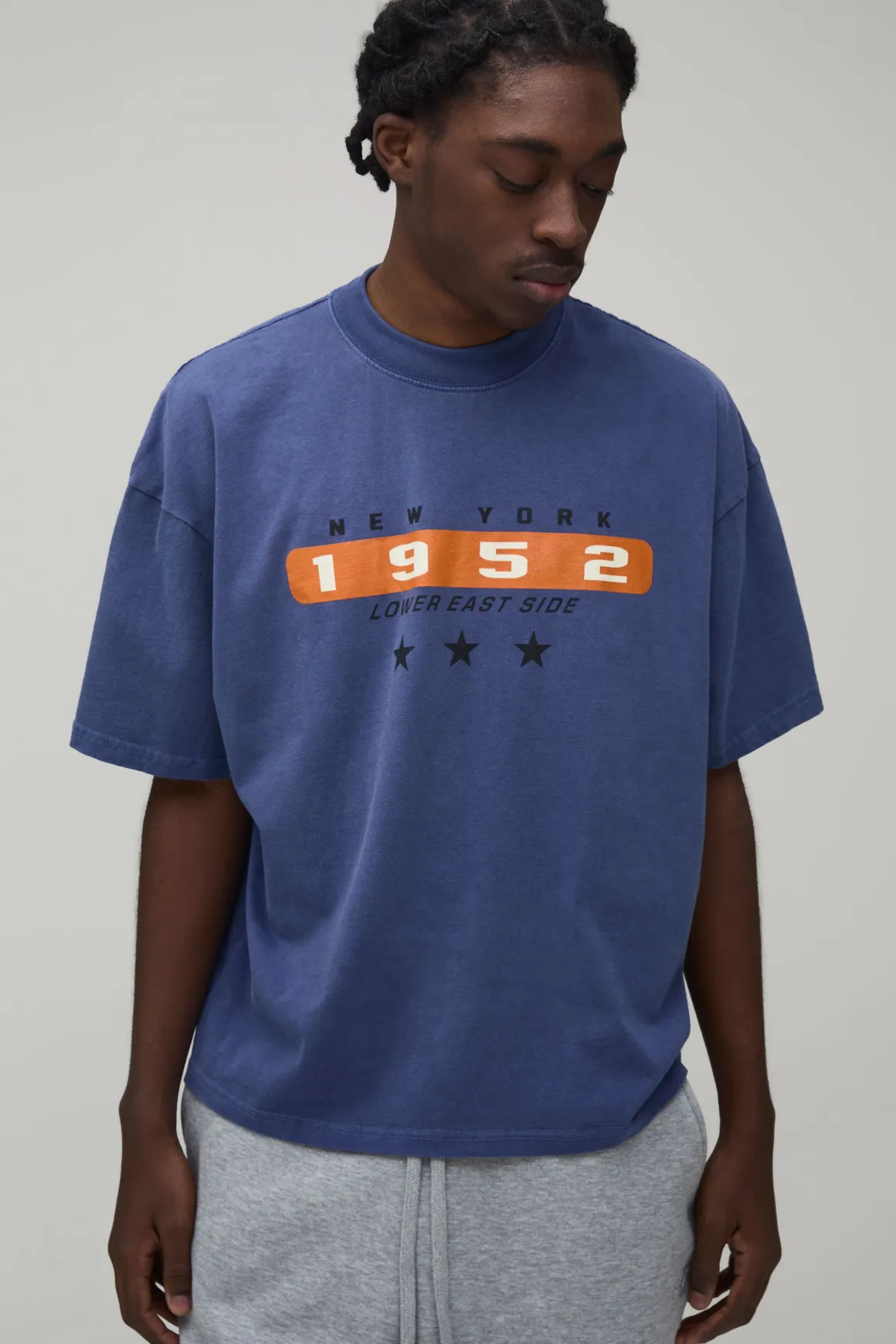 T-Shirt Oversize Boxy Délavé Imprimé New York