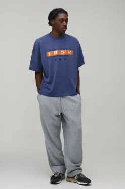 T-Shirt Oversize Boxy Délavé Imprimé New York