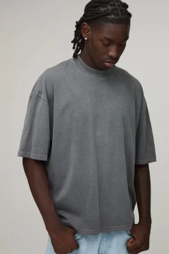 boohooMAN T-shirt Oversize Boxy Délavé Imprimé Casa Palms Anthracite<Homme T-Shirts Impriméstendances|T-Shirts