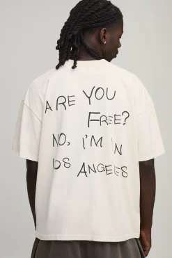 T-shirt Oversize Boxy Délavé Pierre Avec Imprimé Slogan Los Angeles
